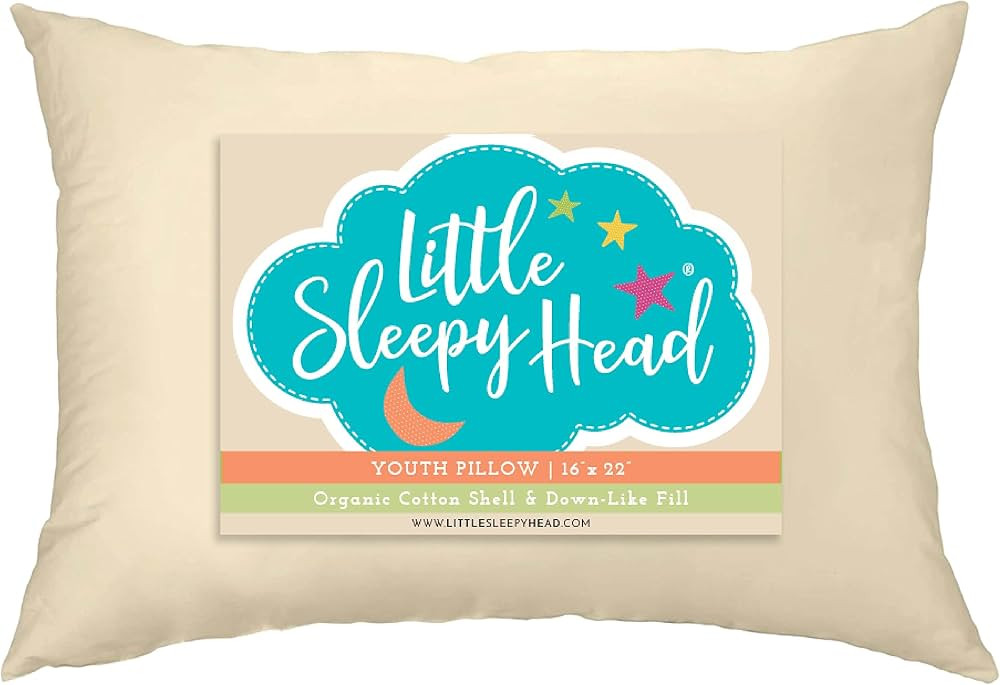 Little Sleepy Head Youth Pillow, 16x22, Organic Cotton Shell, Down-Like Fill | Amazon (US)