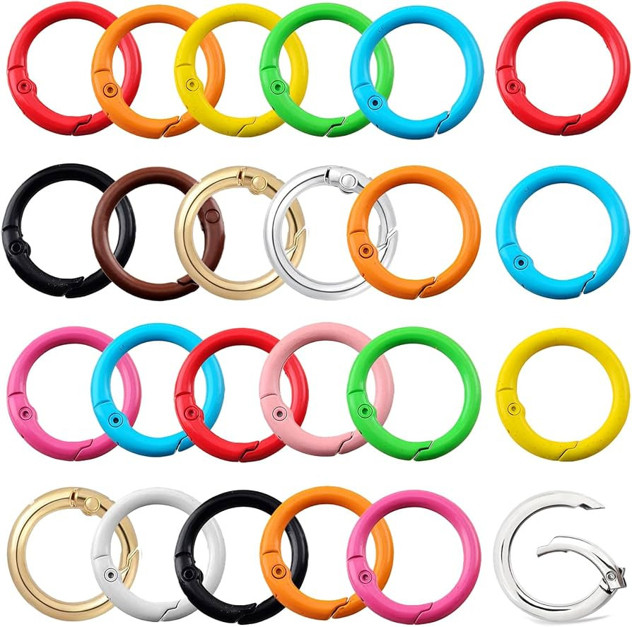 Round Carabiner Clip Bulk 20pcs 1.3 Inch Colorful Circle Carabiner Key Ring Clips Spring O Rings ... | Amazon (US)