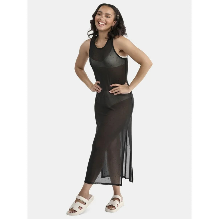 No Boundaries Women's Sheer Bling Maxi Dress Coverup, Sizes XXS - XXL | Walmart (US)