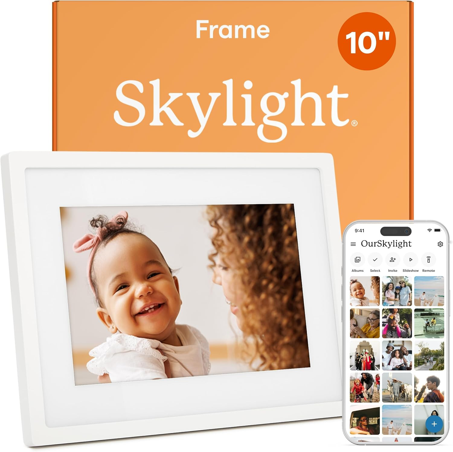 Skylight Digital Picture Frame, Load from Phone Capability, 10" White | Amazon (US)