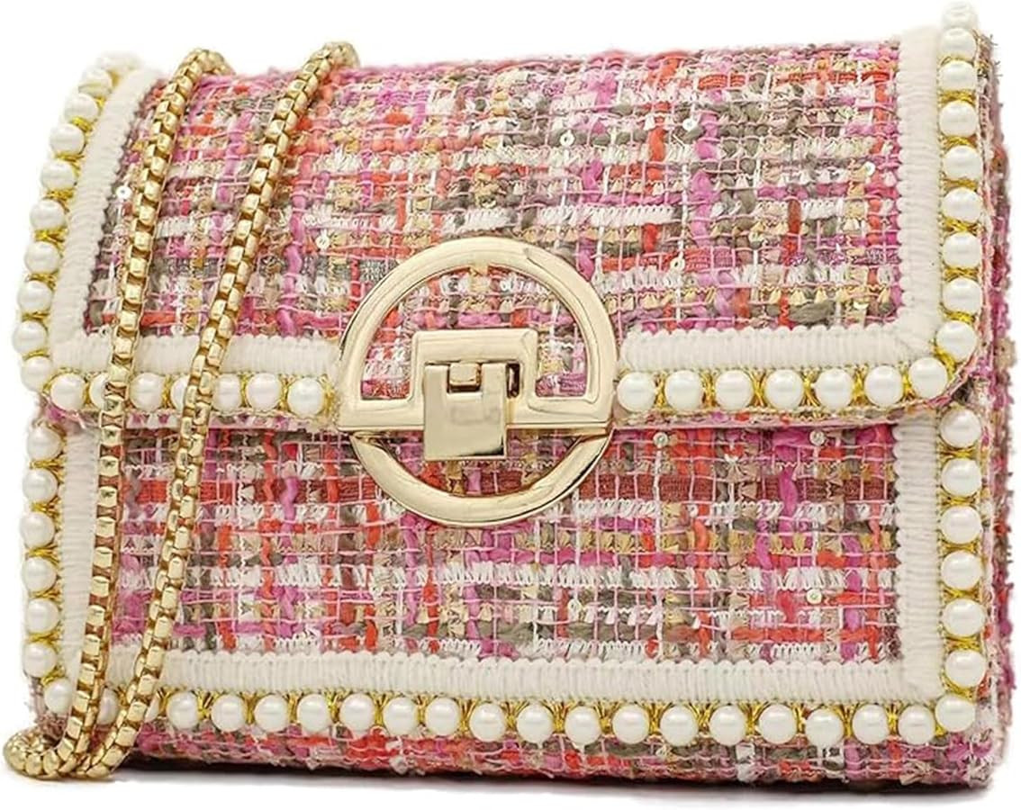 Crossbody Bags for Women Small Handbags Purse PU Leather pearl Shoulder Bag Cross Body Evening Ba... | Amazon (US)