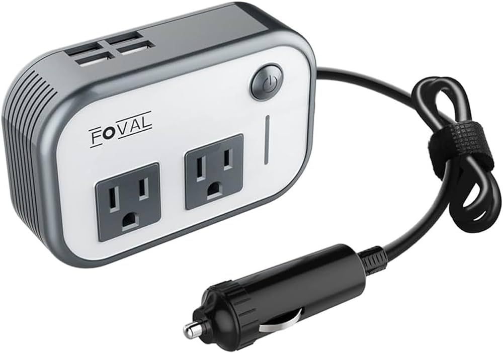 FOVAL 200W Car Power Inverter, 12V DC to 110V AC Car Converter with 4 USB Ports Car Laptop Charge... | Amazon (US)