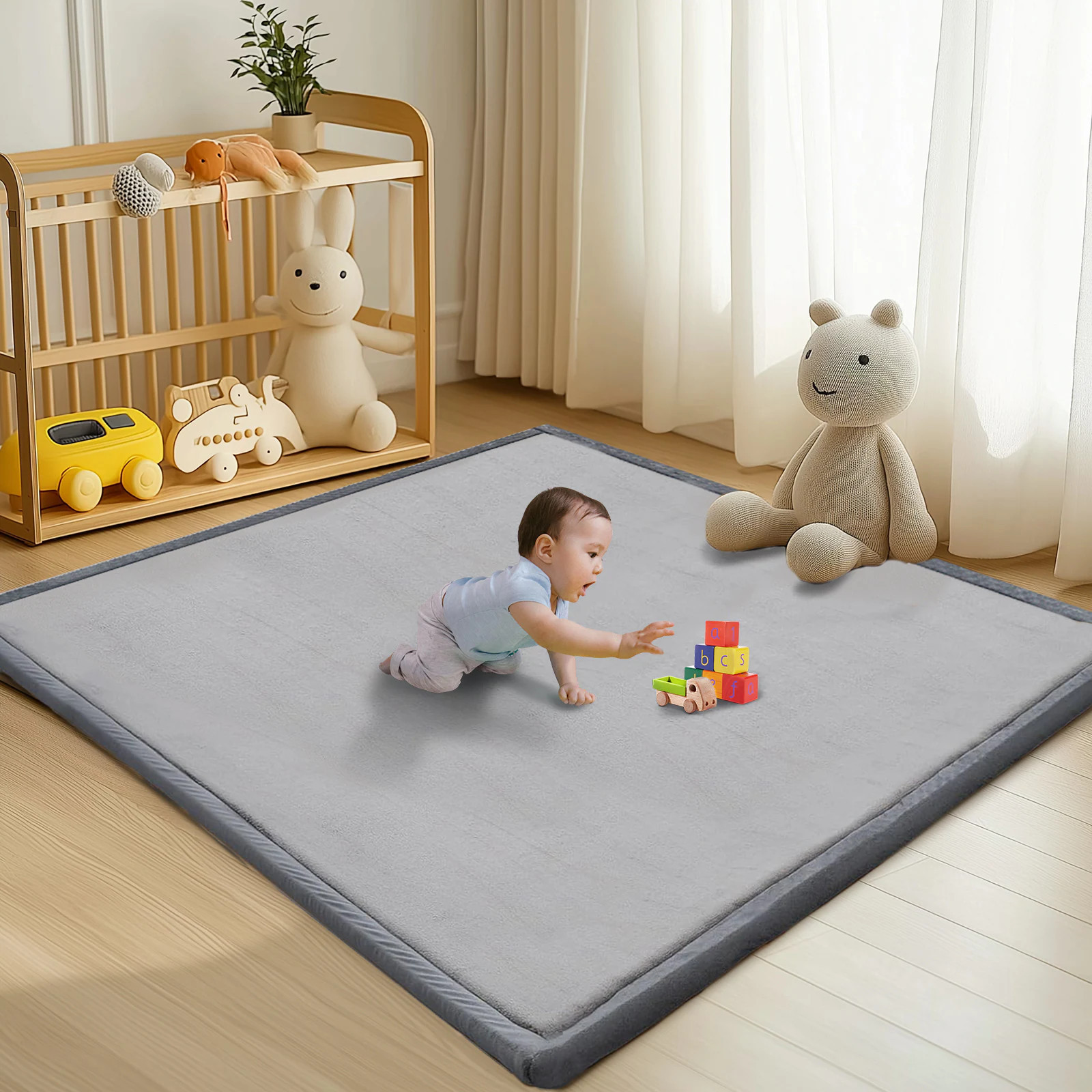 Esazn 50-in x 50-in Gray-F Foam Non-Slip Grip Indoor or outdoor Home Play Mat one_size | AMFH-QBXW-RD-M | Lowe's