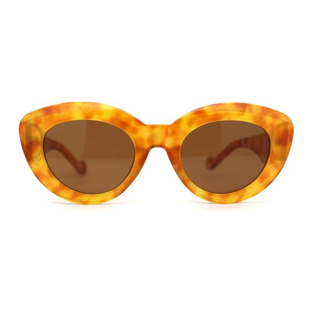 Womens Thick Plastic Mod Fashion Large Cat Eye Sunglasses Yellow Tortoise Brown - Walmart.com | Walmart (US)