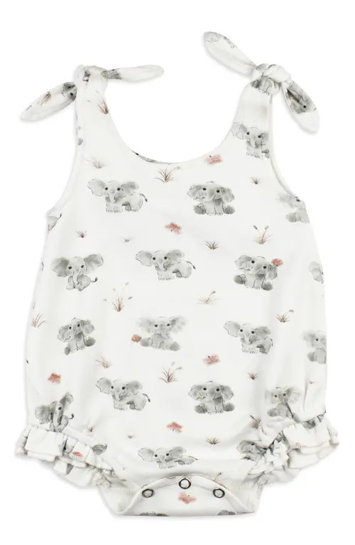 L'Ovedbaby Baby Elephant Ruffle Organic Cotton Bubble Romper at Nordstrom, Size 0-3M | Nordstrom