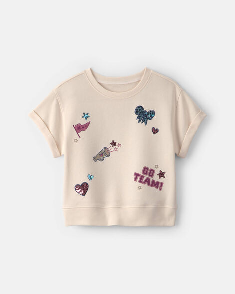 Girls 'Go Team' Varsity French Terry Top - Cream | Carter's | Carter's Inc