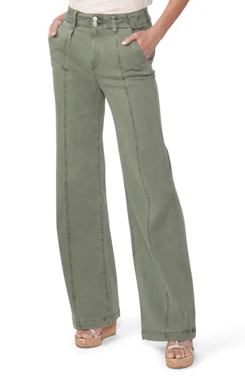 PAIGE Brooklyn High Waist Wide Leg Pants in Vintage Ivy Green at Nordstrom, Size 23 | Nordstrom