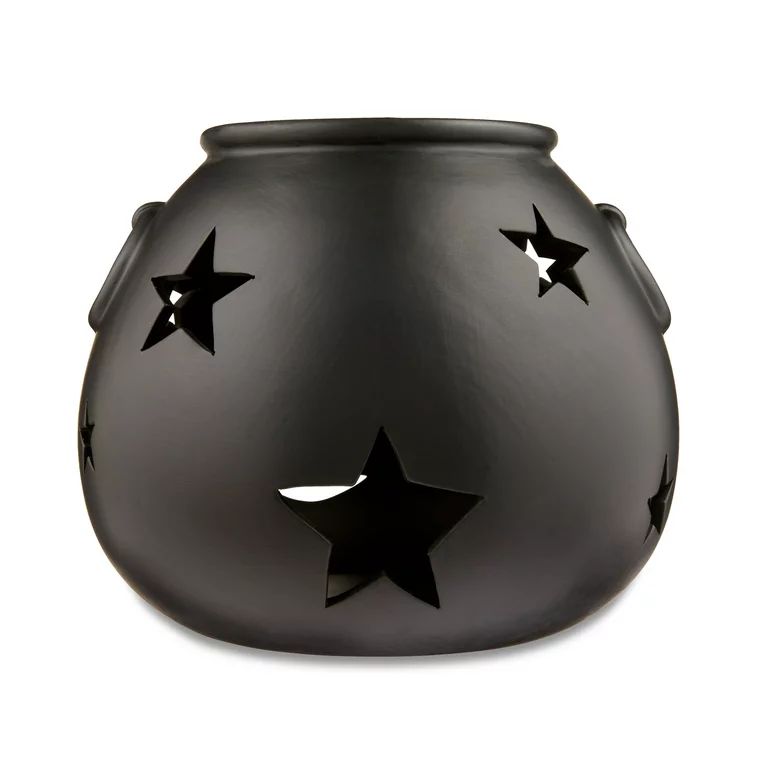 Halloween Black Clay Cauldron Outdoor Decoration, 10.3 in L x 10.3 in W x 8.5 in H, by Way To Cel... | Walmart (US)