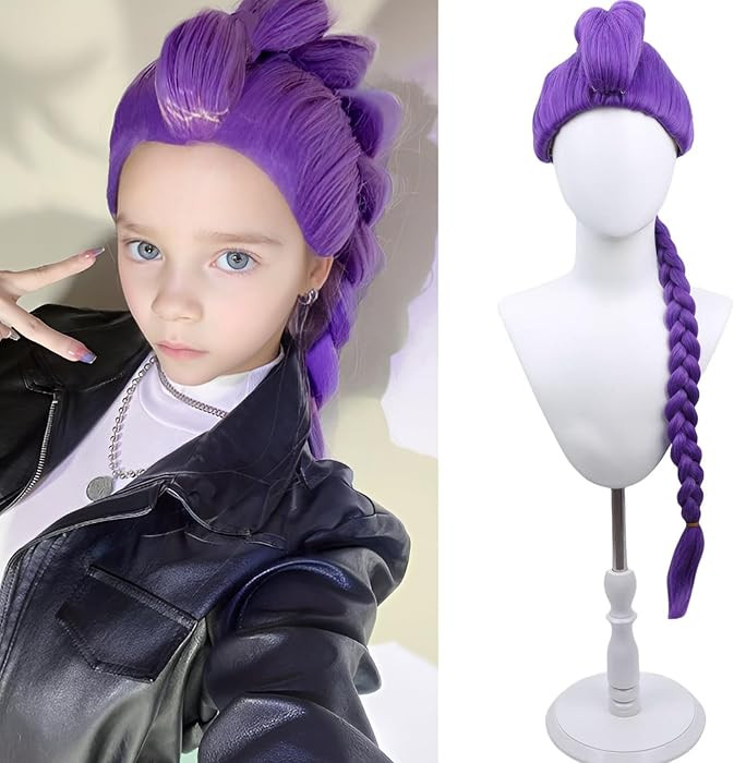 WTHCOS Long Purple Braid Wig Kids Purple Braid Wigs for Girls Cartoon Movie Halloween Cosplay Cos... | Amazon (US)