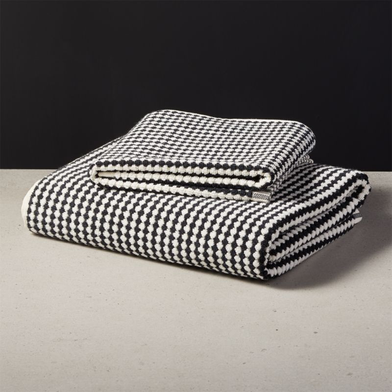 Lena Black and White Hand Towel | CB2