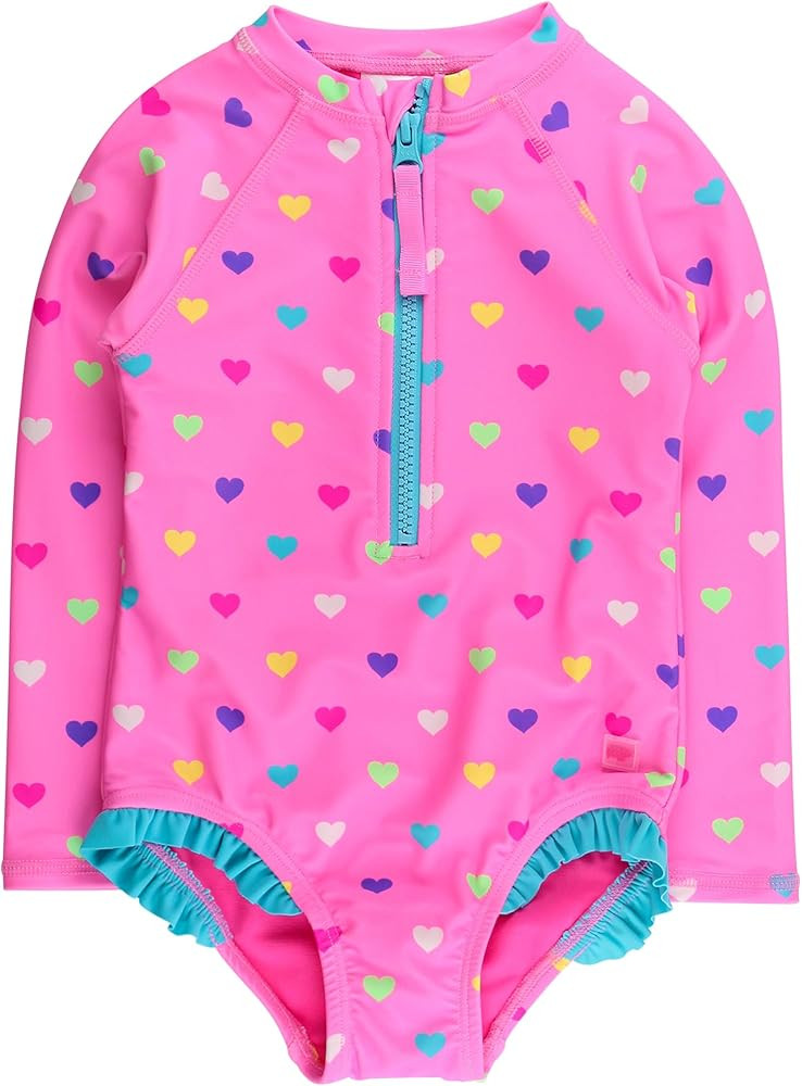 RuffleButts® Girls One Piece Rash Guard Baby Swimsuit UPF 50+ Sun Protection | Amazon (US)