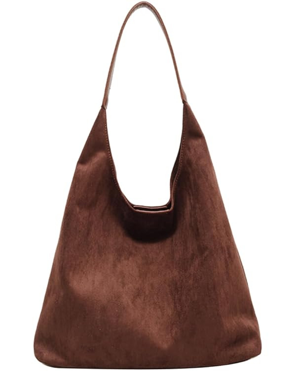 Suede Hobo Bags For Women Slouchy Bag Suede Purse Suede Tote Bag Large Brown Tote Handbag for Tra... | Amazon (US)