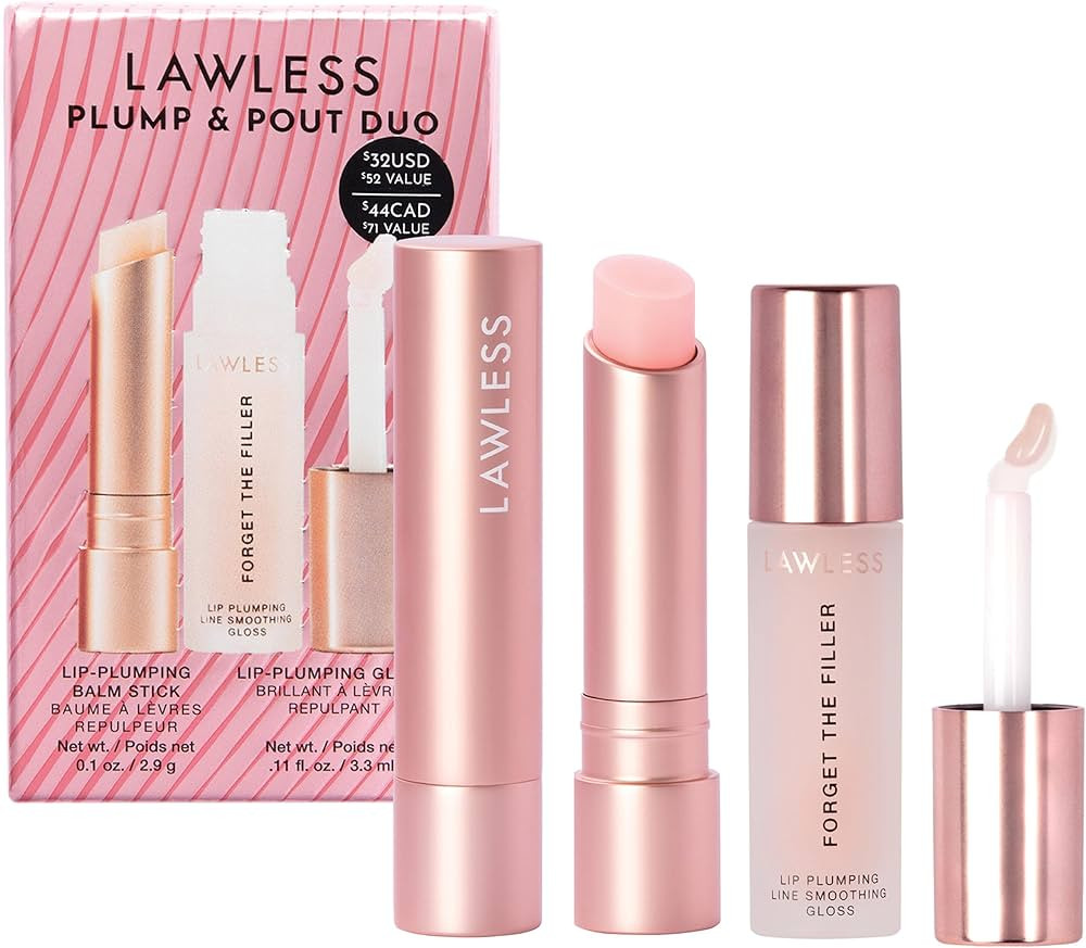 Lawless Forget the Filler Plump + Pout Duo - Lip Plumping Line Smoothing Gloss + Tinted Balm - Pr... | Amazon (US)