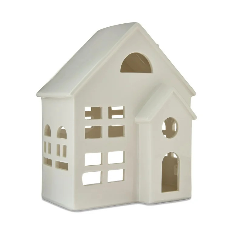 Ceramic Decorative House Christmas Tabletop Decoration, White, 8", by My Texas House | Walmart (US)