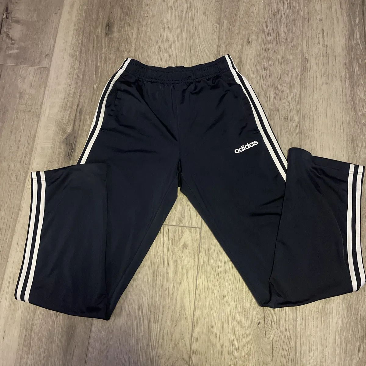Adidas Mens Track Pants Pockets Dark Navy Blue 3 Stripes Size Small joggers | eBay US