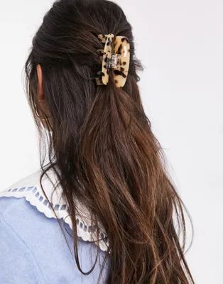 ASOS DESIGN rectangle hair claw in milky tort | ASOS (Global)