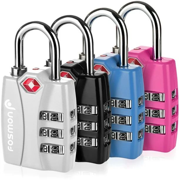 TSA Approved Luggage Locks, Fosmon 4 Pack 3 Digit Combination for Travel Bag, Suit Case, Lockers,... | Walmart (US)