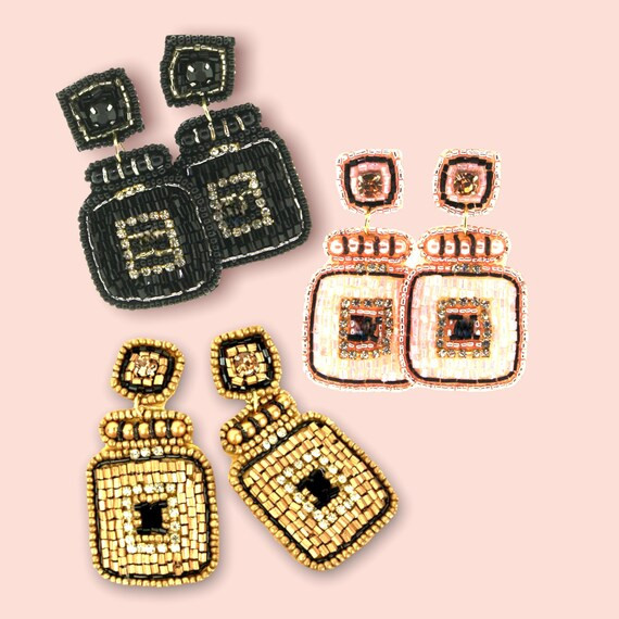 New Perfume Bottle / Seed and Tube Bead / Dangle Earrings / | Etsy | Etsy (US)