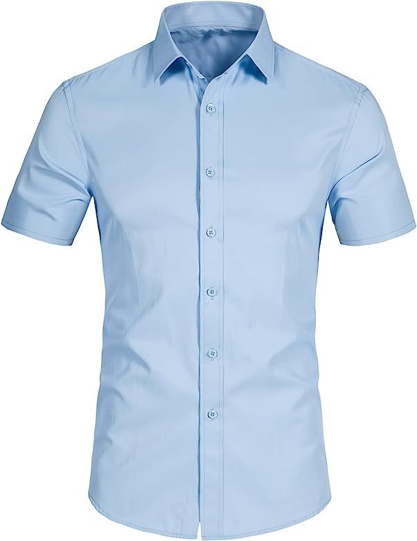 DELCARINO Mens Short Sleeve Slim Fit Dress Shirts Casual Button Down Business Shirts | Amazon (US)