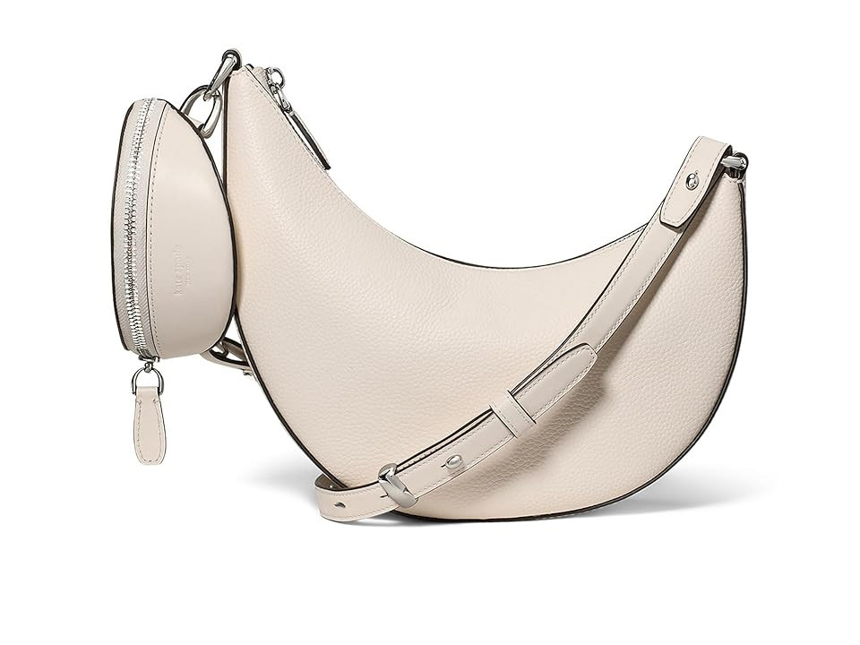 Kate Spade New York Duo Pebbled Leather Crossbody Bag With Embellished Strap Cross Body Women's Handbags Cashew Milk, Leather/Linen | Zappos