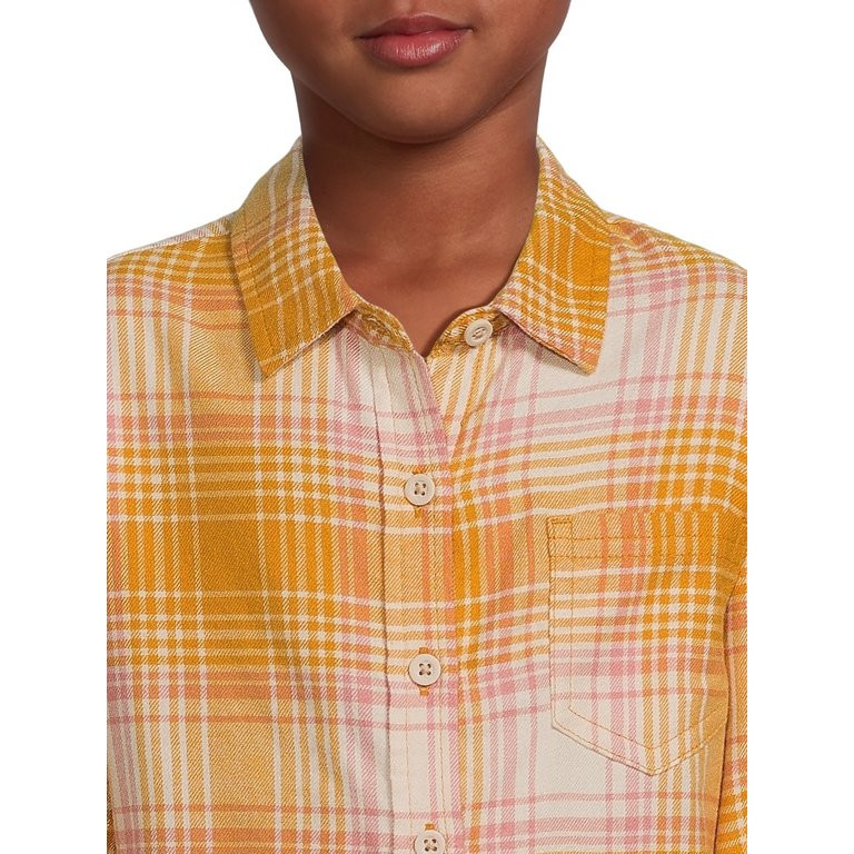 Wonder Nation Girls Long Sleeve Flannel, Sizes 4/5-18 & Plus | Walmart (US)