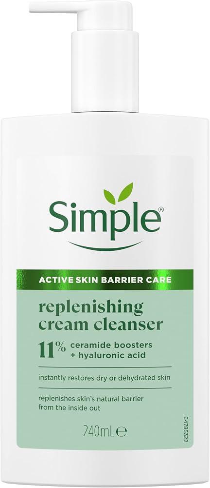 Simple Replenishing Cream Cleanser – Gentle Face Wash with Pro-Ceramides & Hyaluronic Acid – ... | Amazon (UK)