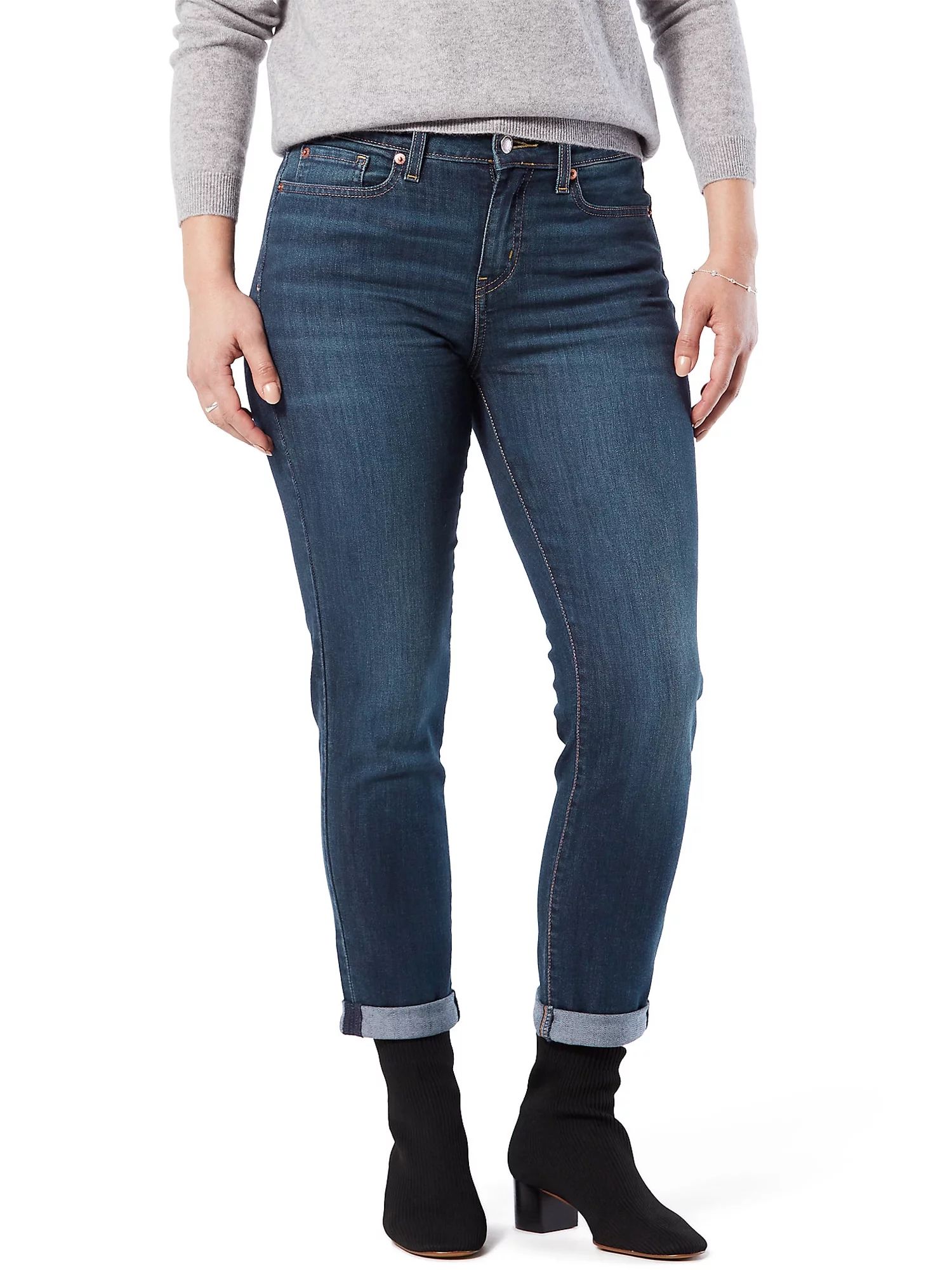 Signature by Levi Strauss & Co. Women's Mid Rise Slim Fit Boyfriend Jeans - Walmart.com | Walmart (US)