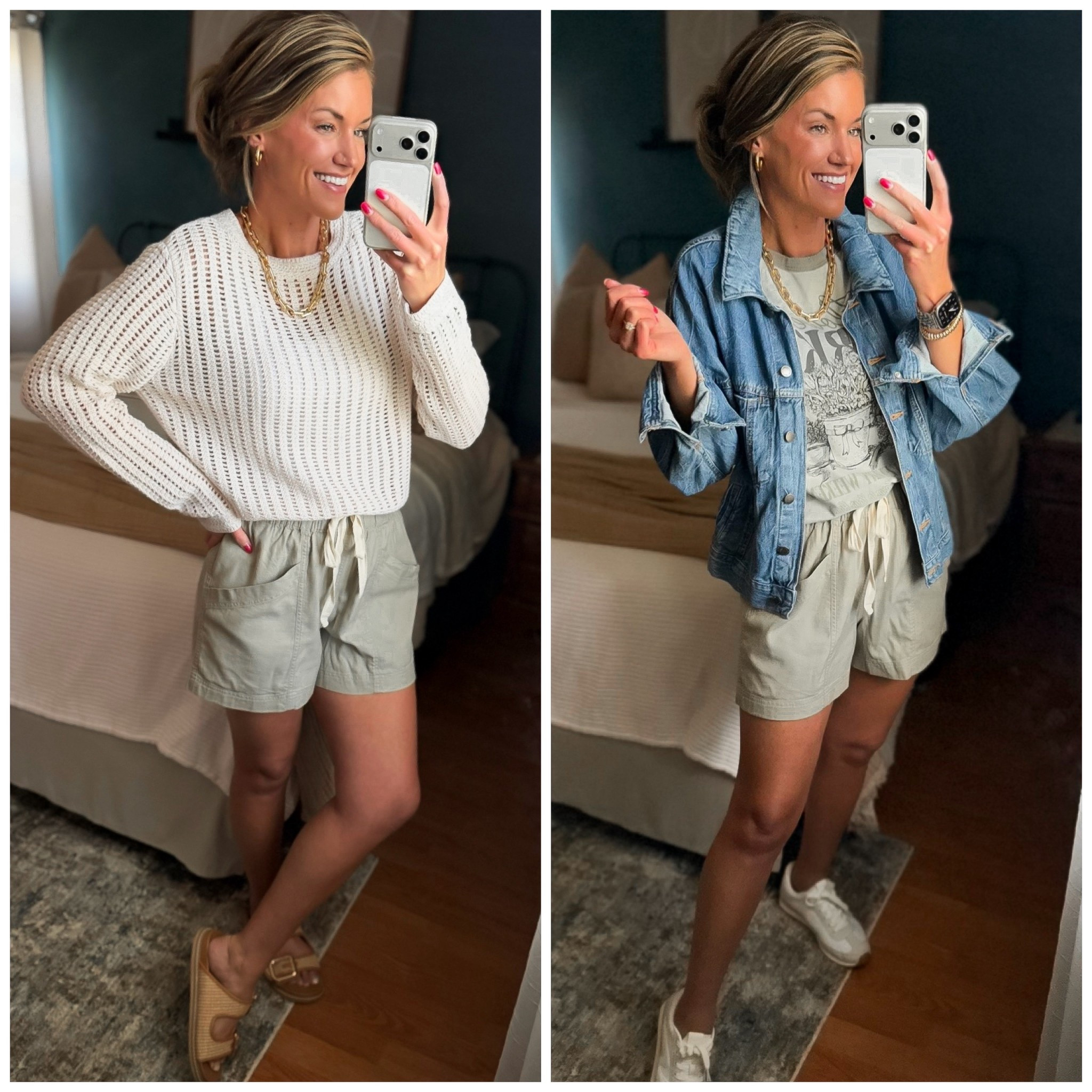 These new Target shorts 🫶
Currently on sale. Wearing medium, tts
Long sleeve top/ small
Tee/ XS 
Jacket/ small 

#LTKSeasonal #LTKOver40 #LTKSaleAlert