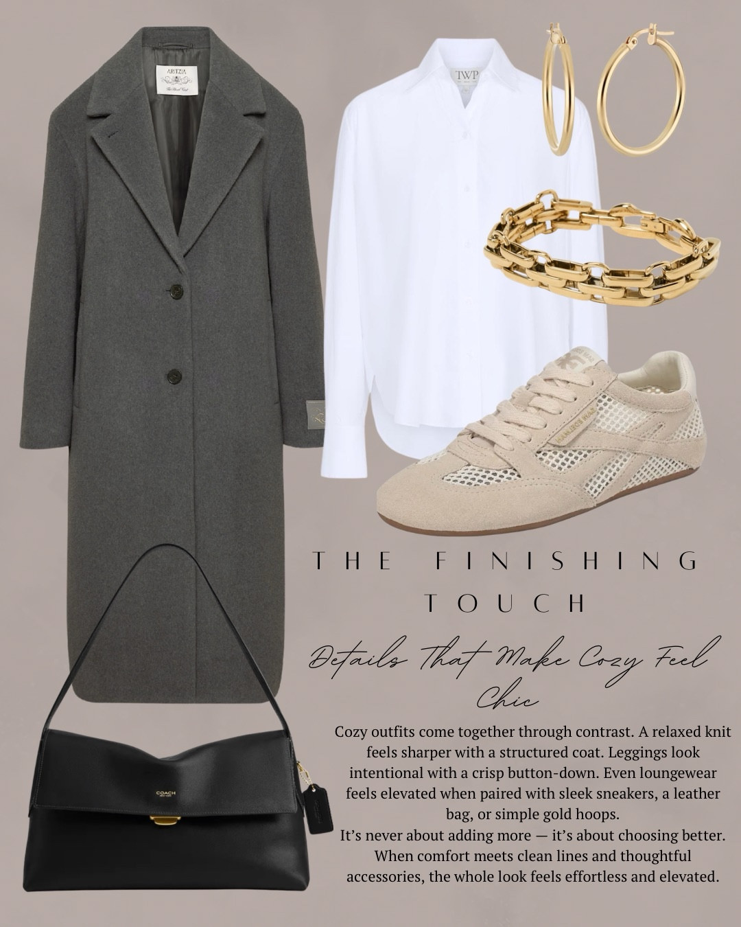 This week it’s all about relaxed silhouettes meet elevated comfort. Luxe loungewear, ribbed knits, oversized coats, and effortless layers styled for slower mornings, Pilates days, errands, and evenings at home. A reminder that comfort can still feel polished and intentional. I have some finishing touch accessories that will help any outfit look so chic! I have a gray long coat, white button down shirt, handbag, sneakers, and jewelry! Then I am sharing two different knit sets that are amazing and at great price points. Love navy blue for a two piece set. All items linked ⬆️

#ltkcreator #ltkfinds #ltkwatchnow #ltkstyletip #shopbop #revolve #aritizia #coat #handbag #knitset

#LTKSeasonal #LTKootd #LTKgrwm