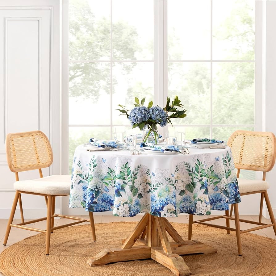 Elrene Home Fashions Hydrangea Bloom Floral Butterfly Double Border Spring/Summer Wrinkle Resista... | Amazon (US)