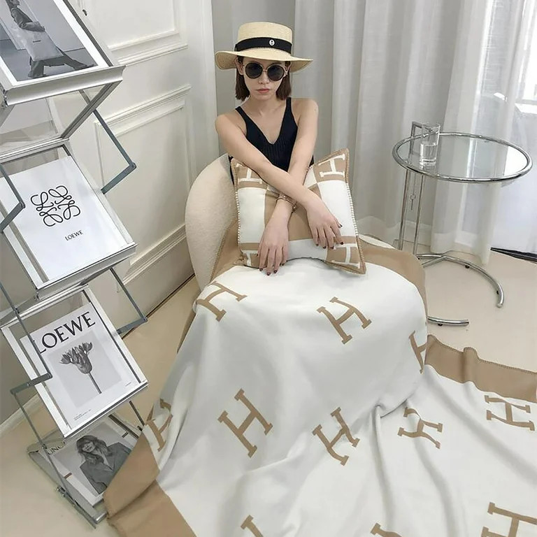 Cumka H Throw Blanket Warm Shawl Thick Knitted Cashmere Blankets Sofa Living Room or Bed air-Cond... | Walmart (US)