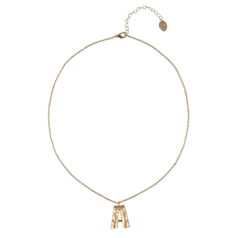 Time and Tru Goldtone Hammered Initial "A" Pendant Necklace | Walmart (US)