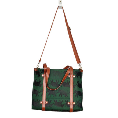 ModCloth Camp Director Canvas Tote Bag RARE ELEPHANT AOP Satchel Purse Messenger | eBay US