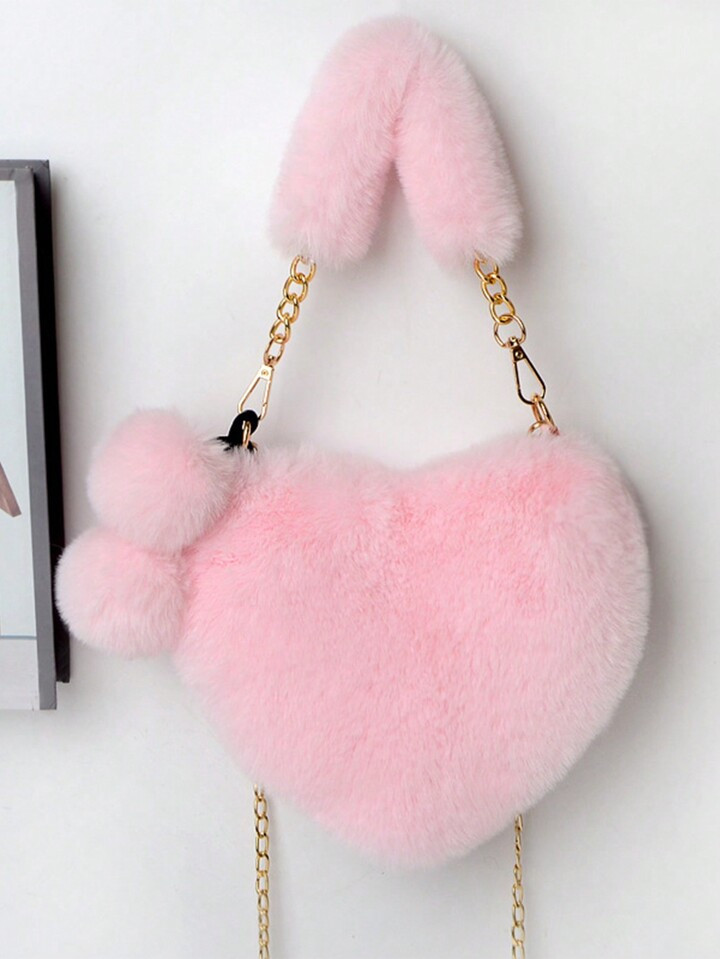 Furry Purse for Girls Heart Shaped Fluffy Handbag for Women Soft Small Shoulder Bag Clutch Purse ... | SHEIN