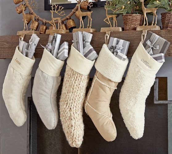 Personalized Faux Fur Knit Stockings | Pottery Barn (US)