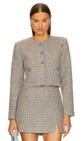 Lyssa Jacket in Blue & Taupe Silver | Revolve Clothing (Global)