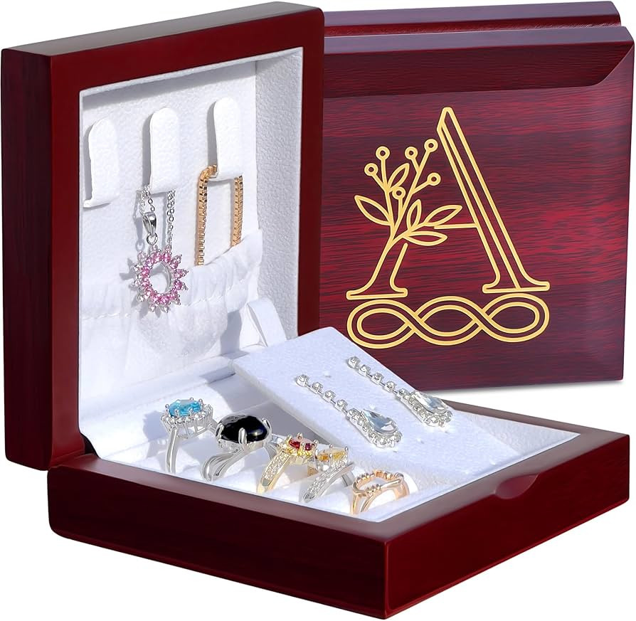 Personalized Jewelry Box for Women - Wooden Trinket Organizer, Her Initial Custom Engraved Monogr... | Amazon (US)