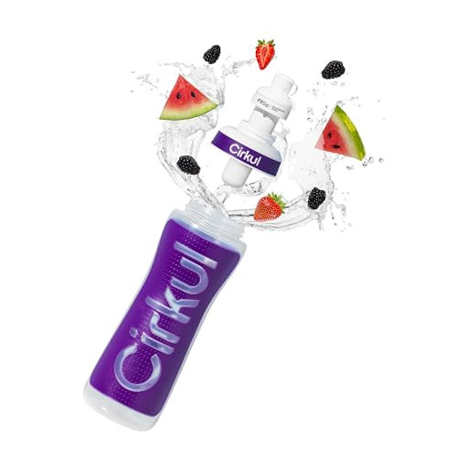 Cirkul 22oz. Purple Plastic Grip Squeeze Water Bottle & Sport Lid, BPA-Free, Non-Slip Design for Gym, Biking & Sports with Flavor Cartridge Included (FitSip Mixed Berry) | Amazon (US)