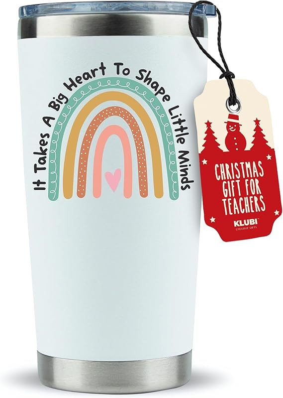 KLUBI Valentine Gift for Teacher - It Takes a Big Heart to Shape Little Minds Tumbler With Straw ... | Amazon (US)