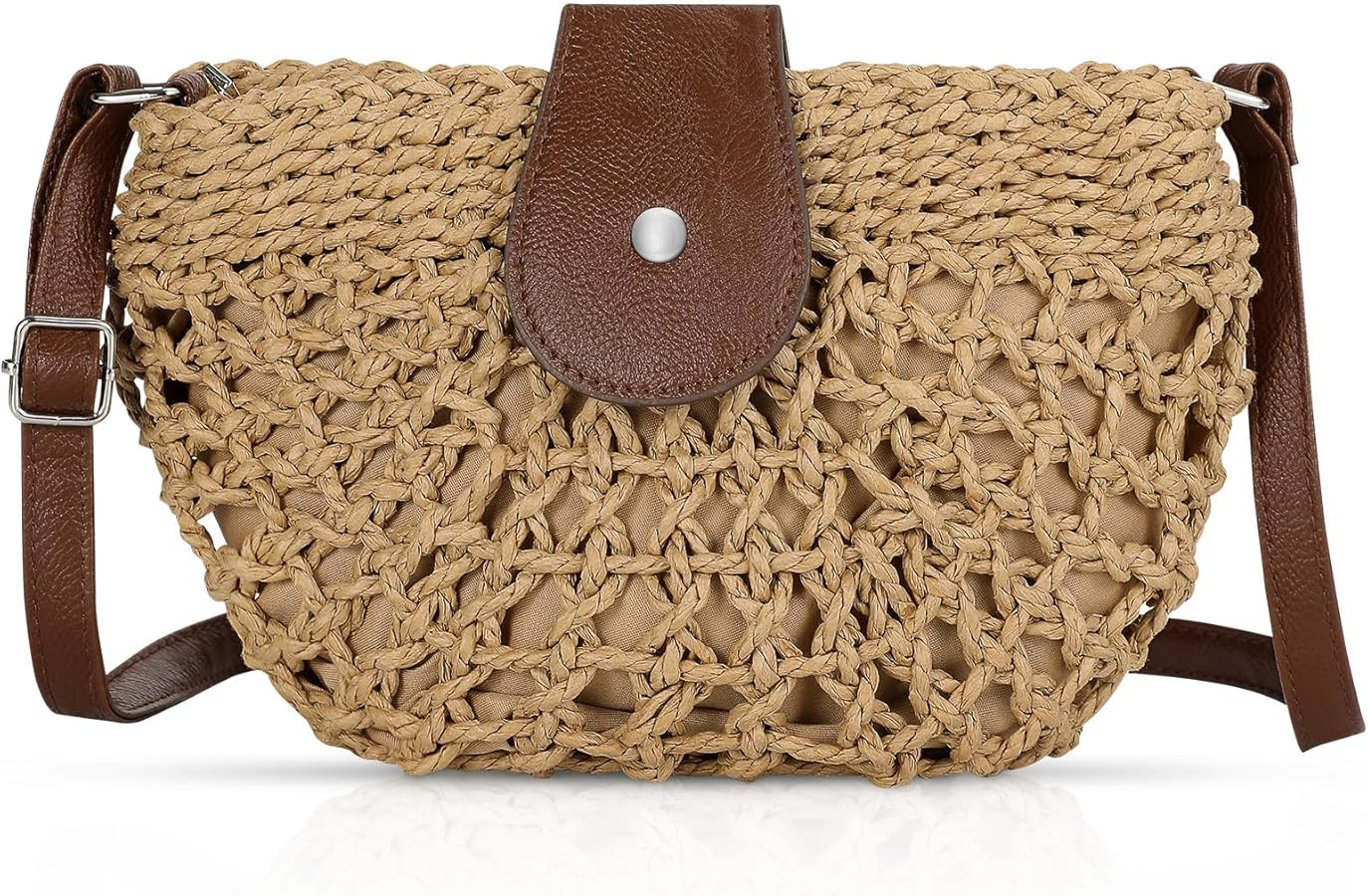 LEVOTIER Woven Straw Crossbody Bags for Women - Handmade Casual Beach Purse | Amazon (US)