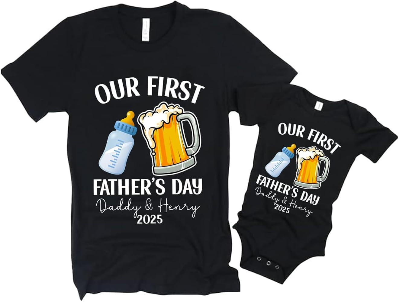 Personalized Our First Fathers Day Matching Shirts, Daddy and Son Daughter Matching T-Shirt Outfi... | Amazon (US)