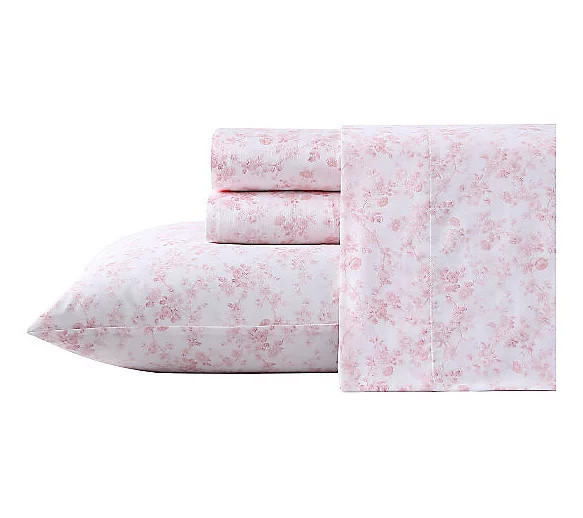 Laura Ashley Bella Pink Queen Sheet Set | QVC