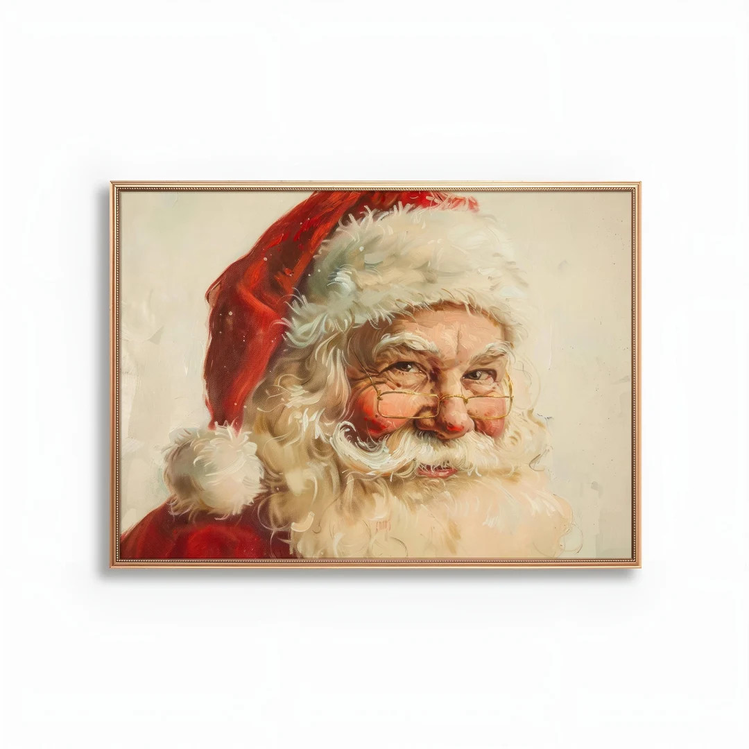Vintage Santa Portrait Wall Art, Printable Christmas Art, Rustic Winter Holiday Decor, Antique Sa... | Etsy (US)