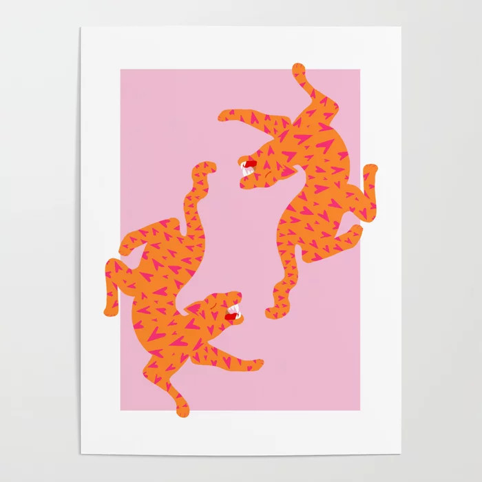Tiger | Love Heart Print Poster | Society6