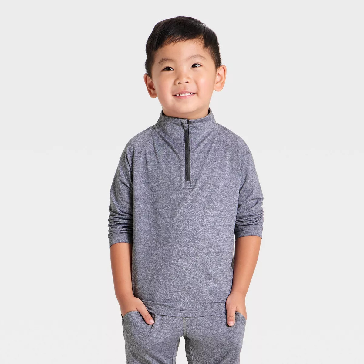 Toddler Boys' Soft Stretch 1/4 Zip Pullover - All In Motion\u2122 Gray 5T | Target