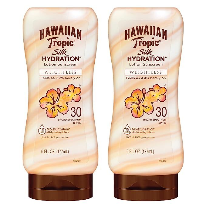 Hawaiian Tropic SPF 30 Broad Spectrum Sunscreen, Silk Hydration Weightless Moisturizing Sunscreen... | Amazon (US)