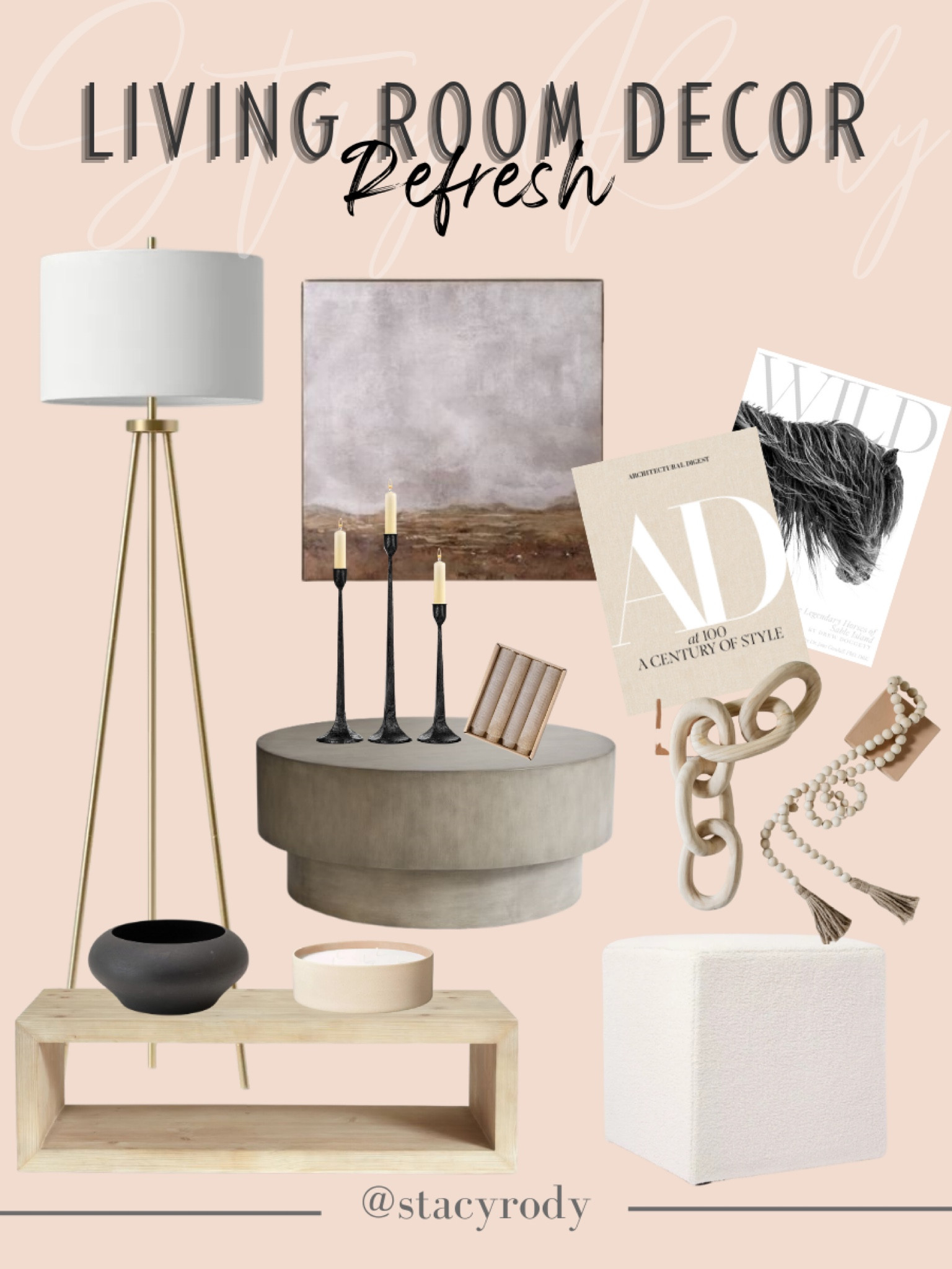 Living room home decor. Coffee table, floor lamp, pouf, accent bowl, wood link. Target wall decor 

#LTKstyletip #LTKunder100 #LTKhome
