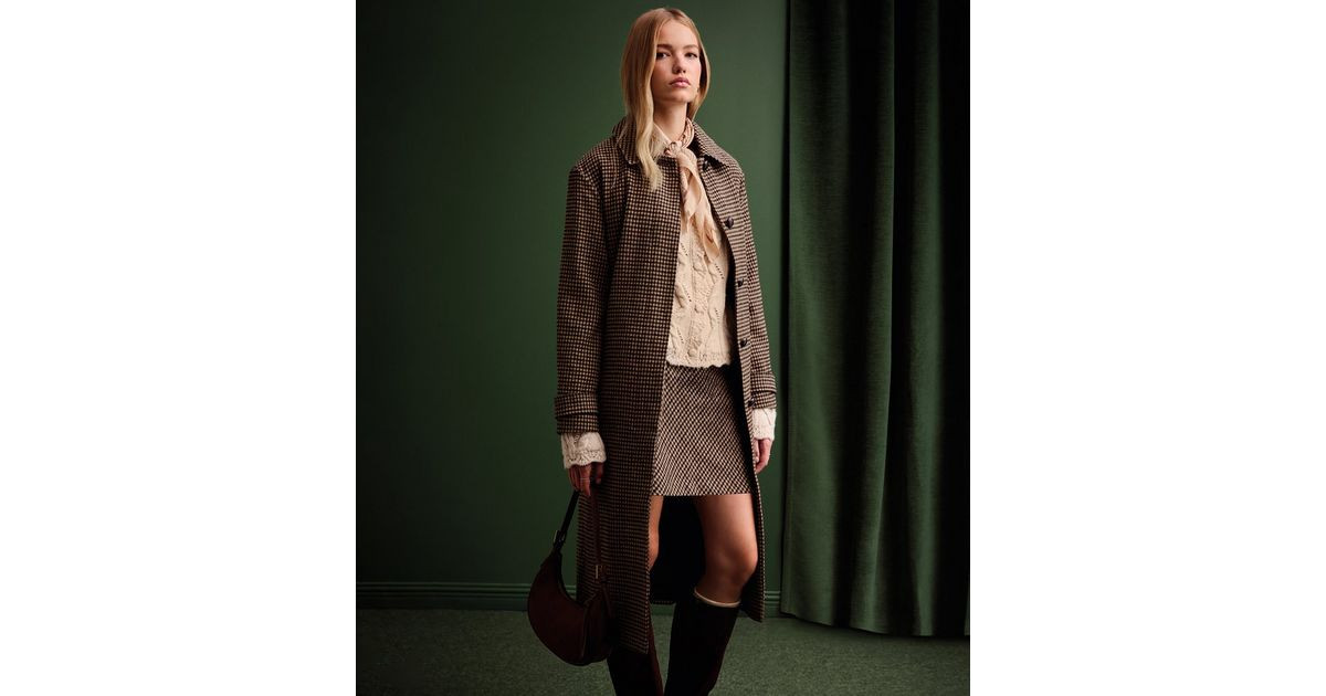 Brown Checked Belted Longline Coat | New Look | New Look (UK)