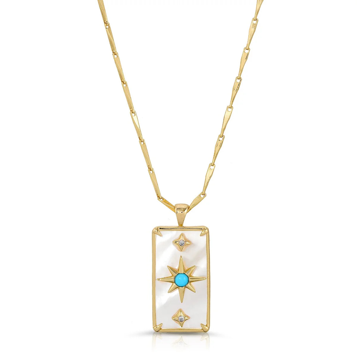 Starman Pendant- Mother of Pearl/Turquoise | Elizabeth Stone Jewelry