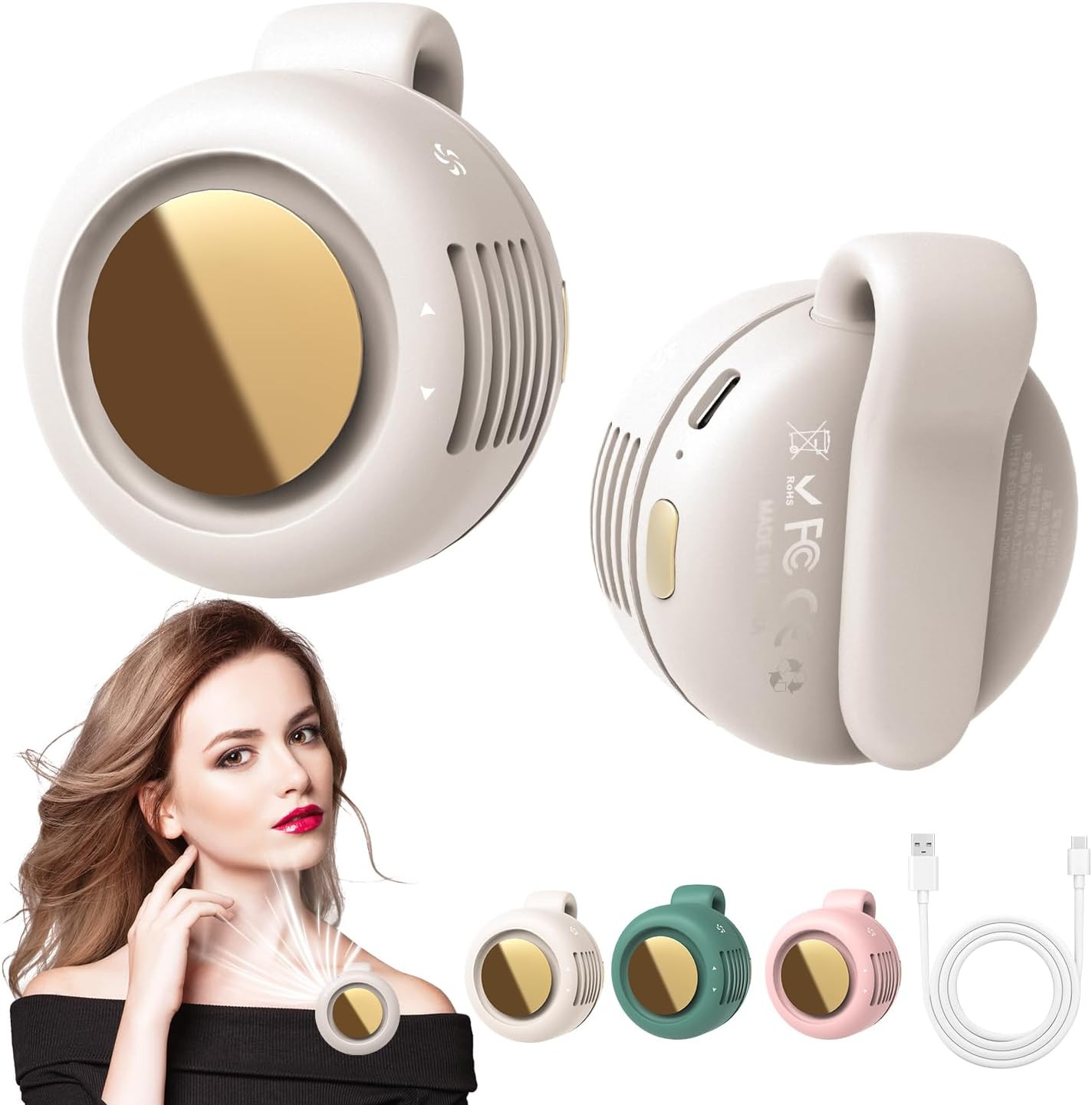 Portable Silent Mini Bladeless Fan Clip On, Small Fan Clip on for Shirt & Waist, Adjustable 3-Speed Suspended Whirlwind Fans, For Outdoor & Travel & Office, Travel Accessories, Gift | Amazon (US)